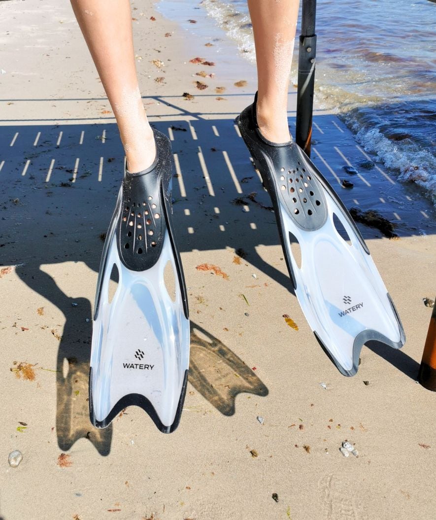Watery diving fins for junior (34-37) - Rilian - Blue/clear