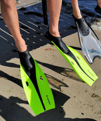 Watery diving fins for juniors/adults (33-46) - Breeve Longtail - Black/Green