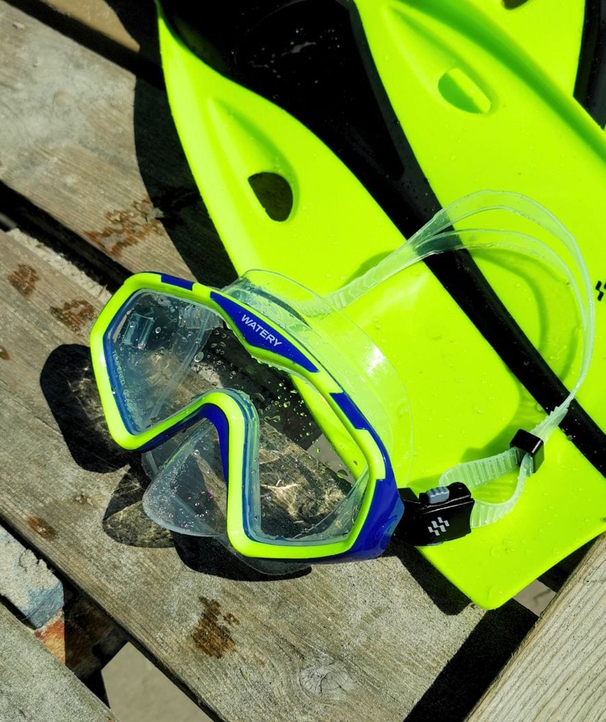 Watery diving mask for adults (from 15 years) - Leach Pro - Blue/yellow