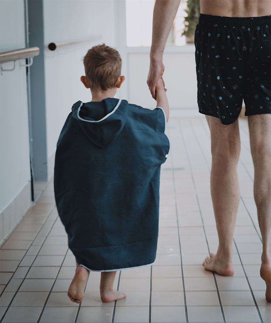 Watery bathing poncho for kids (1-6) - Microfiber - Dark blue