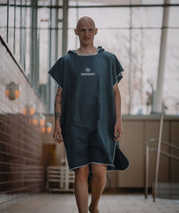 Watery bathing poncho for adults - Microfiber - Dark blue