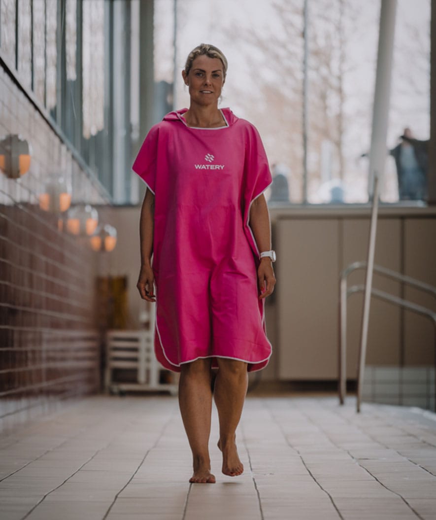 Watery bathing poncho for adults - Microfiber - Pink