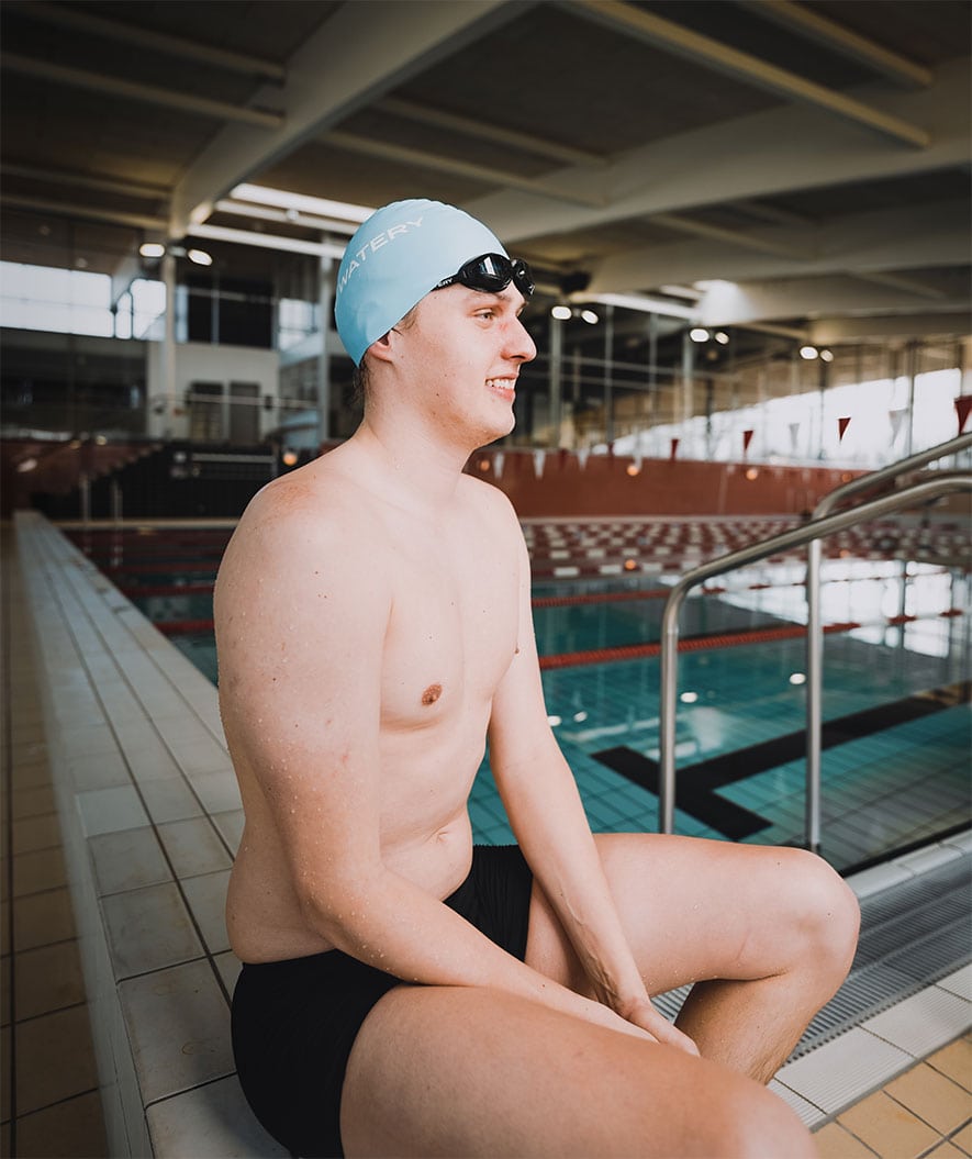 Watery swimming cap (from 10 years) - Signature - Sky Blue