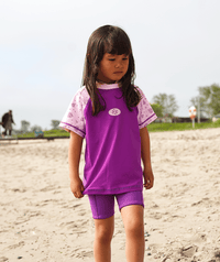 Watery UV shirt for kids - Brandman Short Sleeved Rashguard - Purple/pink