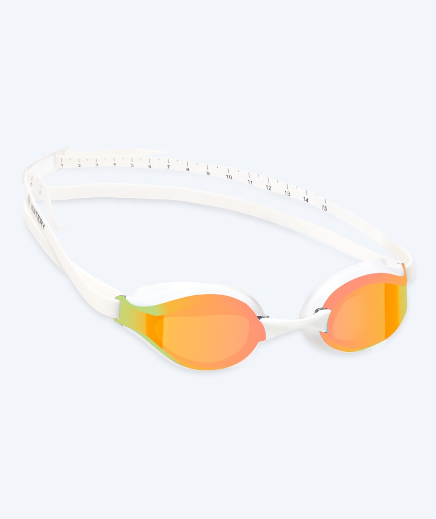 Watery Elite swim goggles - Poseidon Mirror - White/gold