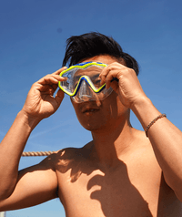 Watery diving mask for adults (from 15 years) - Leach Pro - White/light pink