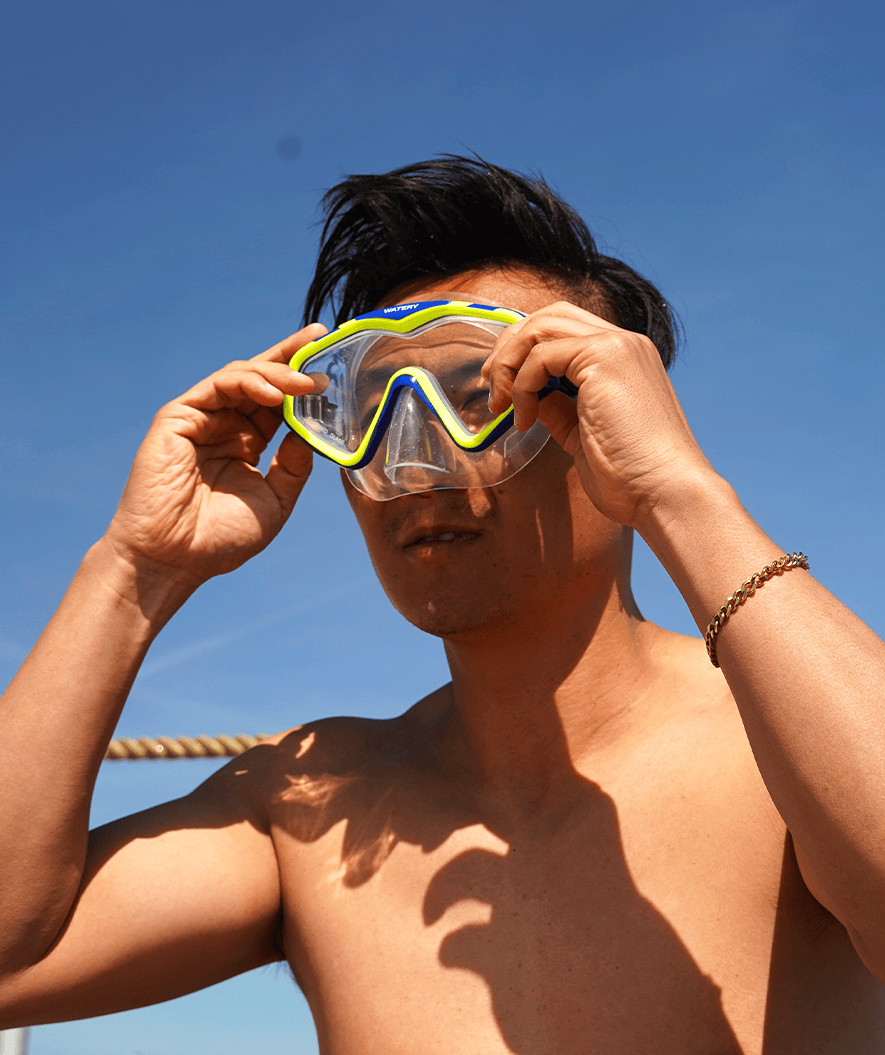 Watery diving mask for adults (from 15 years) - Leach Pro - White/light pink