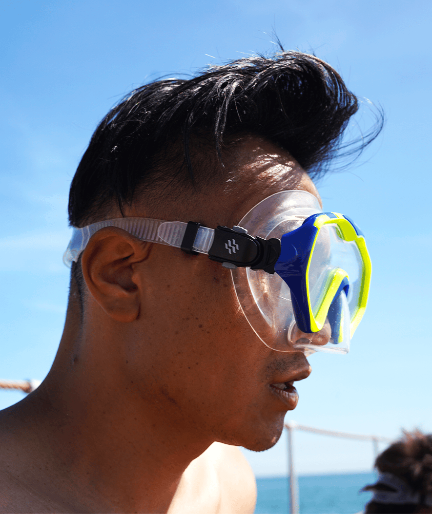 Watery diving mask for adults (from 15 years) - Leach Pro - Blue/yellow