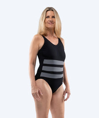 Watery Swimsuit with Inserts for Women - Mystique Stripes - Black