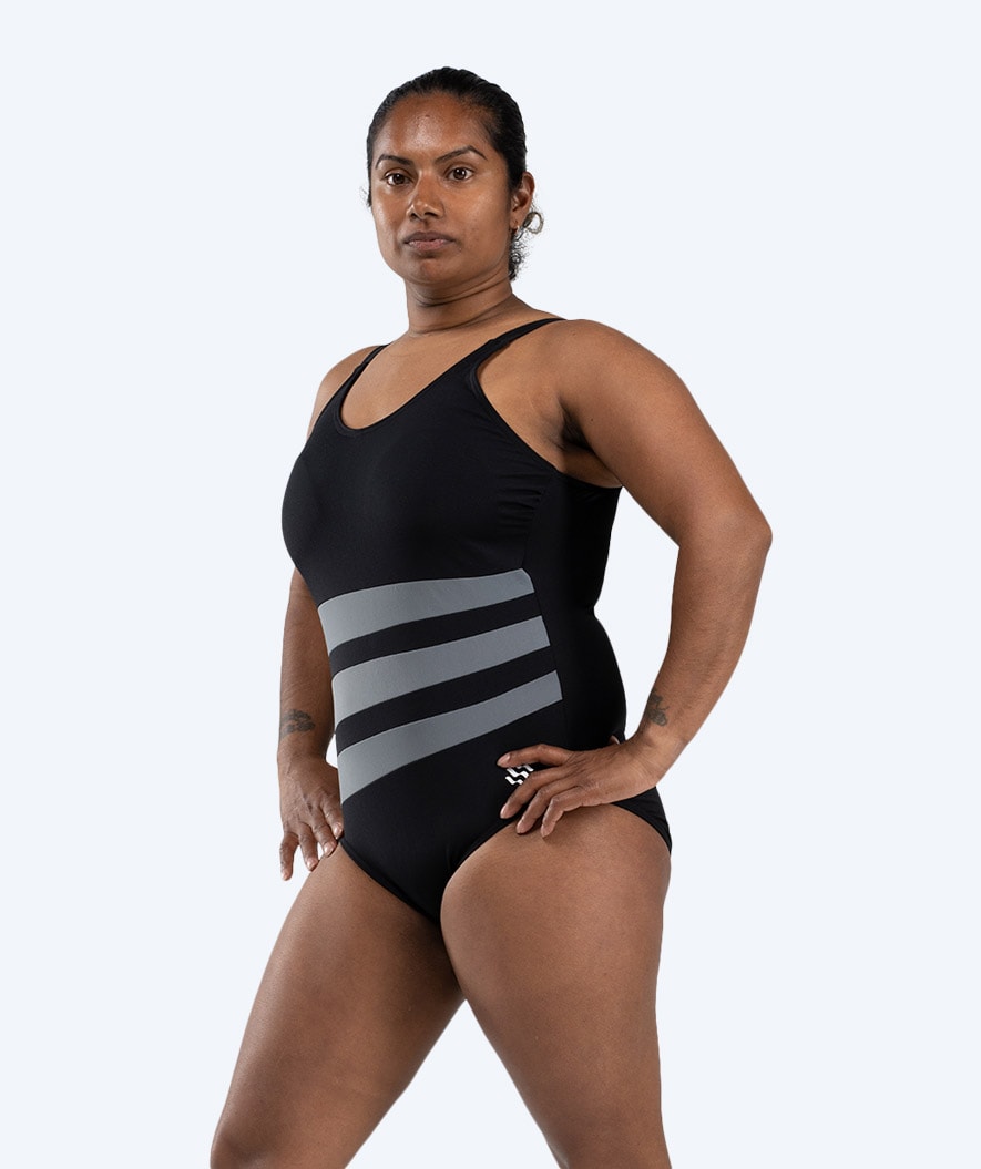 Watery Swimsuit with Inserts for Women - Mystique Stripes - Black