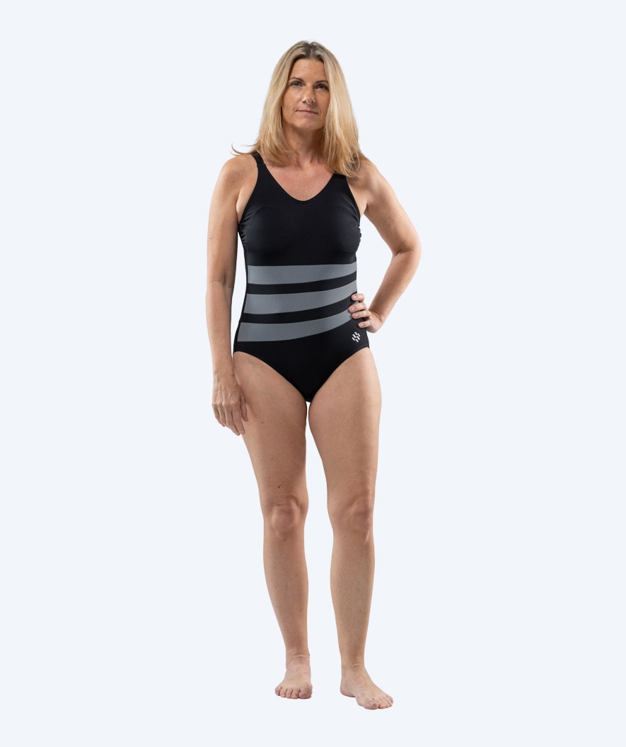Watery Swimsuit with Inserts for Women - Mystique Stripes - Black