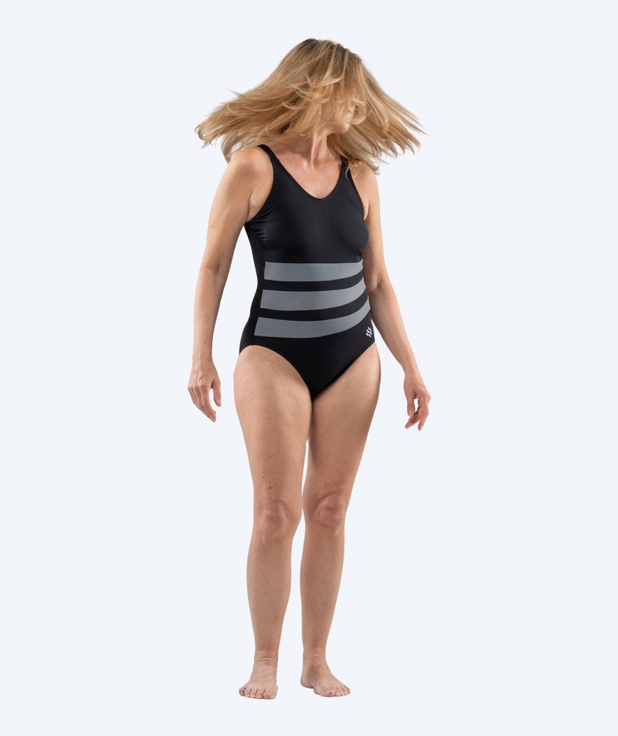 Watery Swimsuit with Inserts for Women - Mystique Stripes - Black