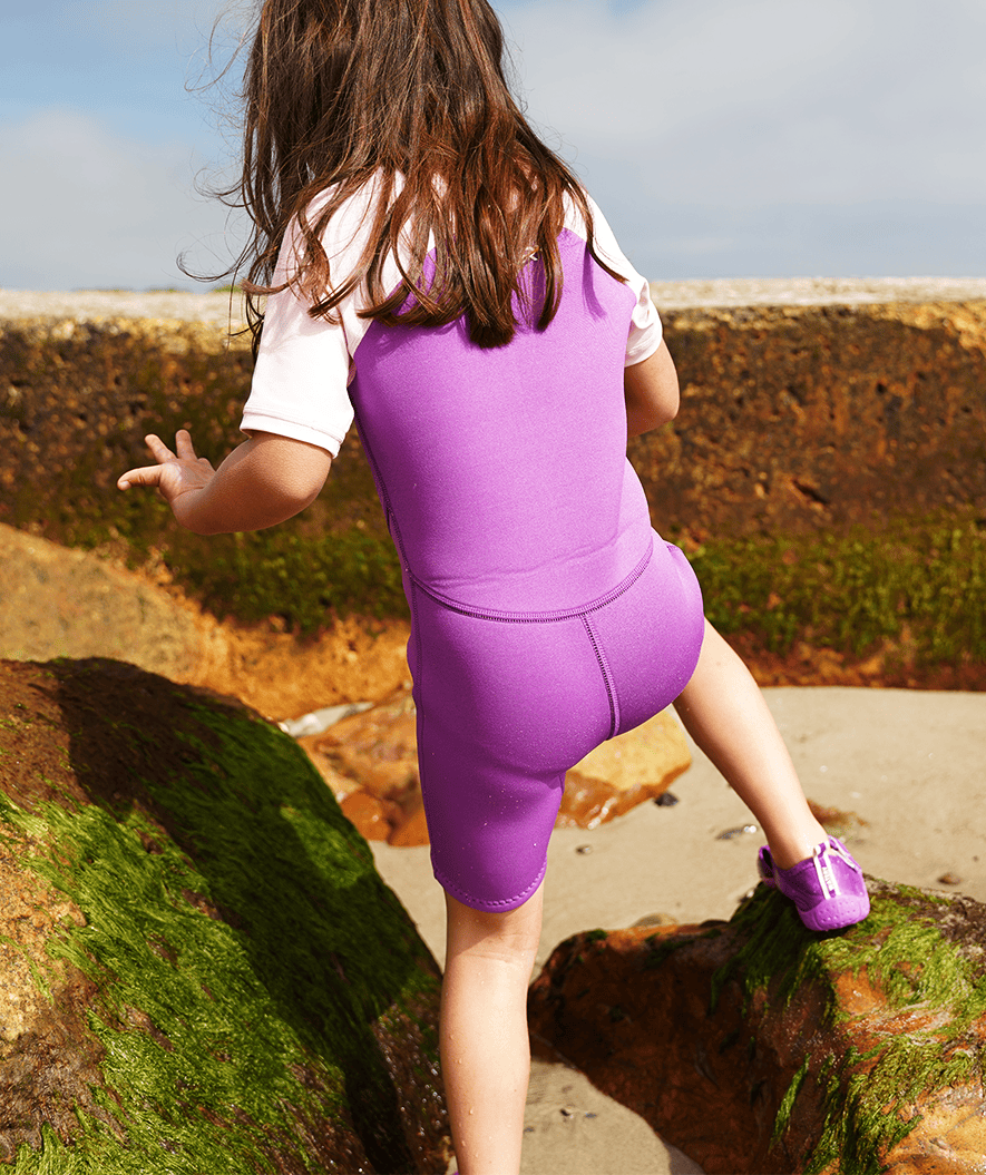 Watery UV wetsuit for kids - Calypso Shorty - Orange/blue