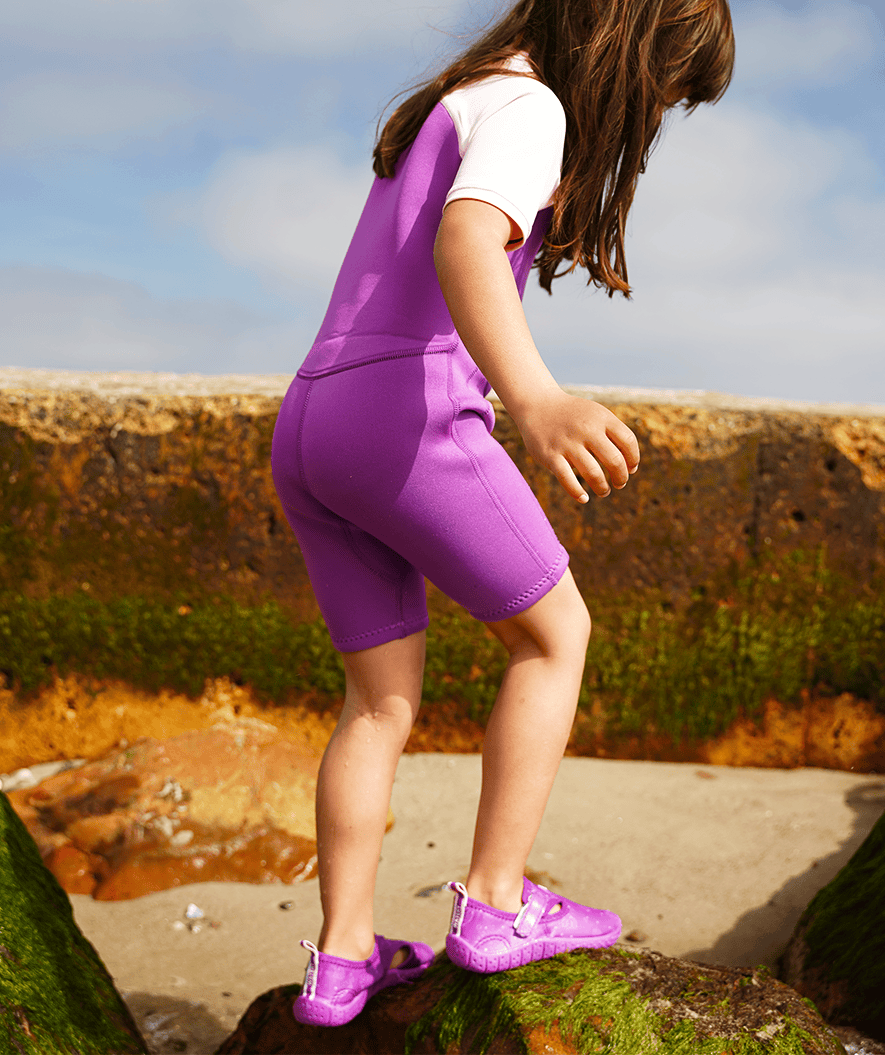 Watery UV wetsuit for kids - Calypso Shorty - Purple