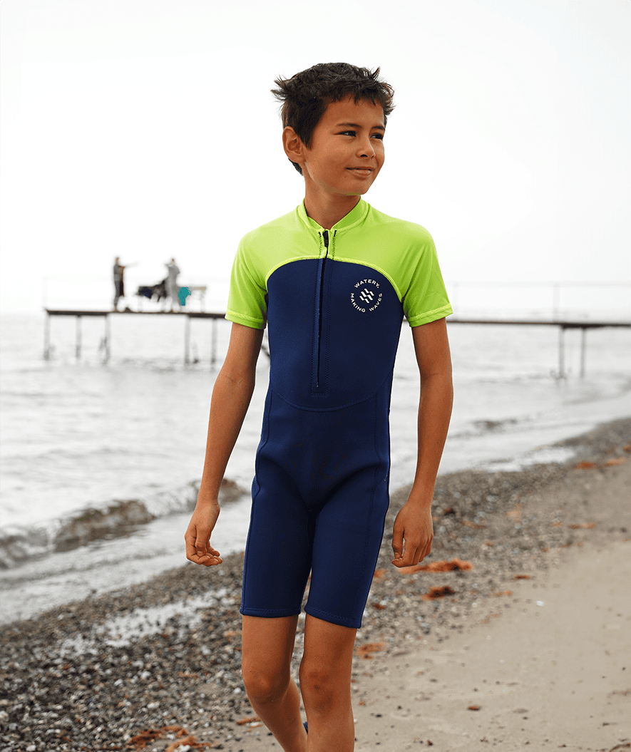 Watery UV wetsuit for kids - Calypso Shorty - Green/light green