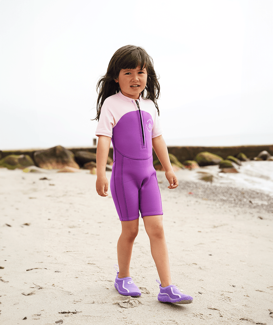 Watery UV wetsuit for kids - Calypso Shorty - Coral/dark blue
