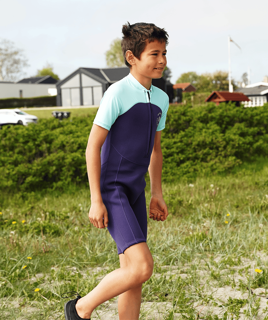 Watery UV wetsuit for kids - Calypso Shorty - Green/black