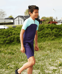 Watery UV wetsuit for kids - Calypso Shorty - Atlantic Turquoise
