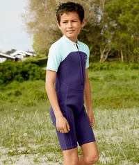 Watery UV wetsuit for kids - Calypso Shorty - Atlantic Turquoise