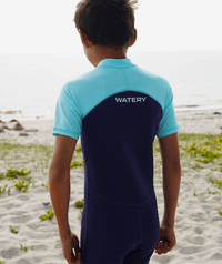 Watery UV wetsuit for kids - Calypso Shorty - Atlantic Turquoise