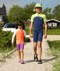 Watery UV wetsuit for kids - Calypso Shorty - Atlantic Green