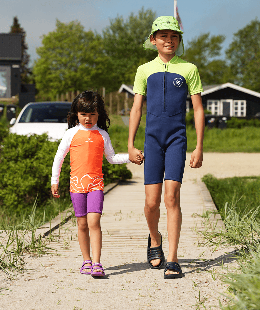 Watery UV wetsuit for kids - Calypso Shorty - Atlantic Green