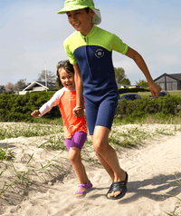Watery UV wetsuit for kids - Calypso Shorty - Green/light green