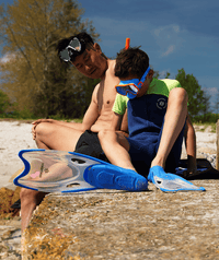 Watery diving fins for junior (34-37) - Rilian - Blue/clear