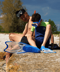 Watery diving fins for junior (34-37) - Rilian - Blue/clear
