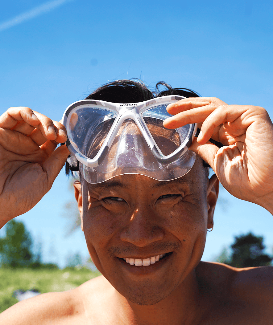 Watery diving mask for adults (from 12 years) - Rudder Camo - Clear