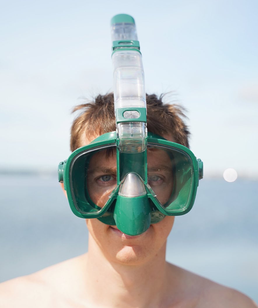 Watery full face diving mask for adults - Pearl - Dark green