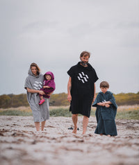 Watery bathing poncho for kids (1-6) - Cotton - Dark blue