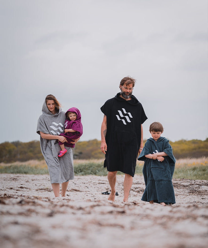 Watery bathing poncho for kids (1-6) - Cotton - Dark blue