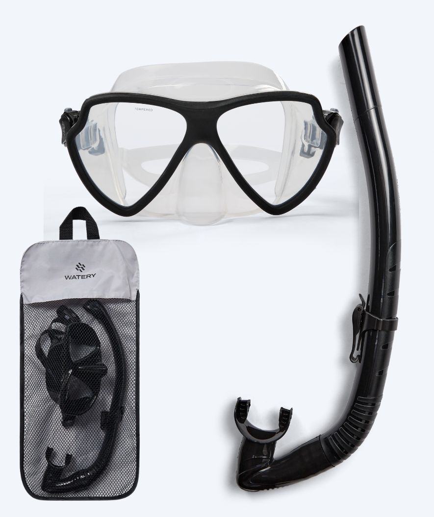 Watery Combo snorkel set for adults (from 15 years) - Itzel - Black