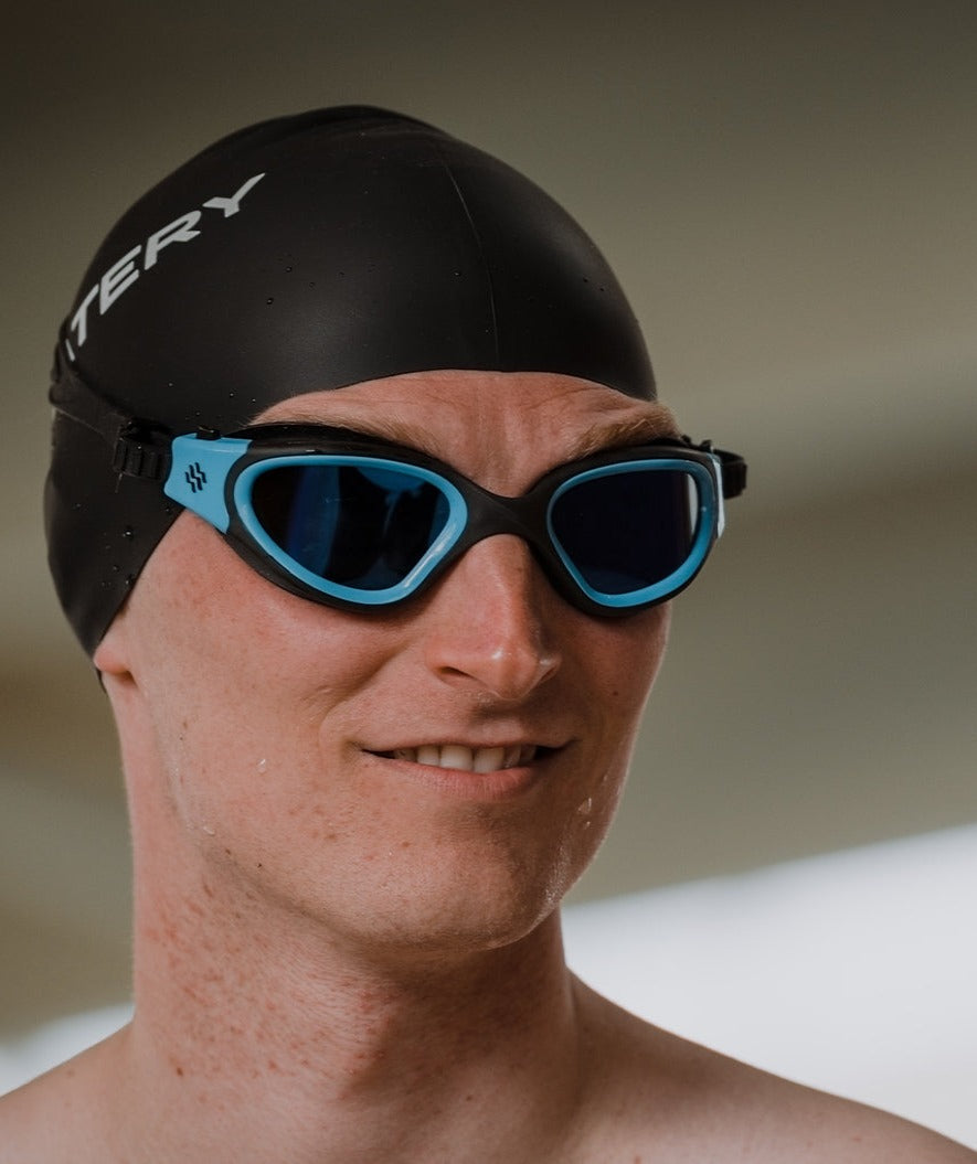 Watery exercise swim goggles - Raven Mirror - Black/blue