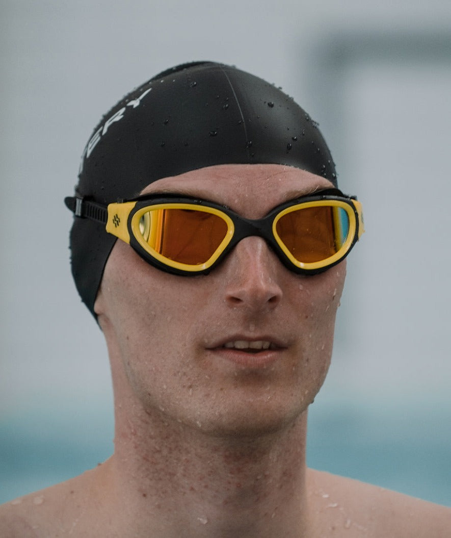 Watery exercise swim goggles - Raven Mirror - Black/yellow