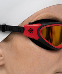 Watery exercise swim goggles - Raven Mirror - Black/red