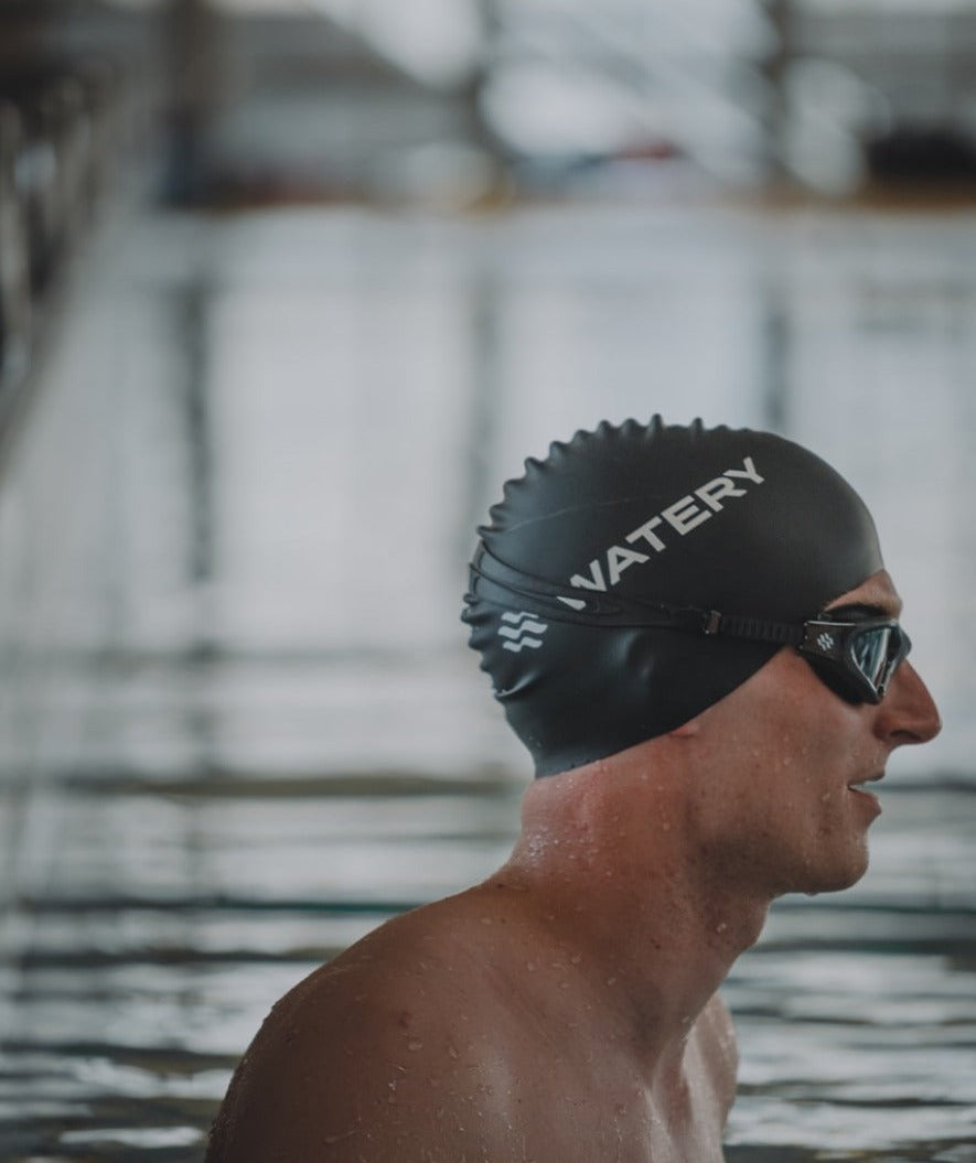 Watery swimming cap (from 10 years) - Signature - Black
