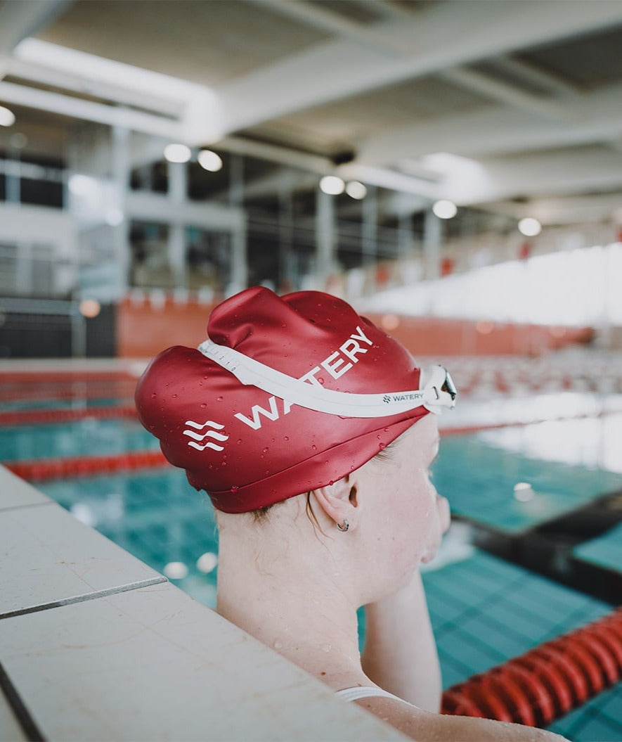Watery swimming cap (from 10 years) - Signature - Bordeaux