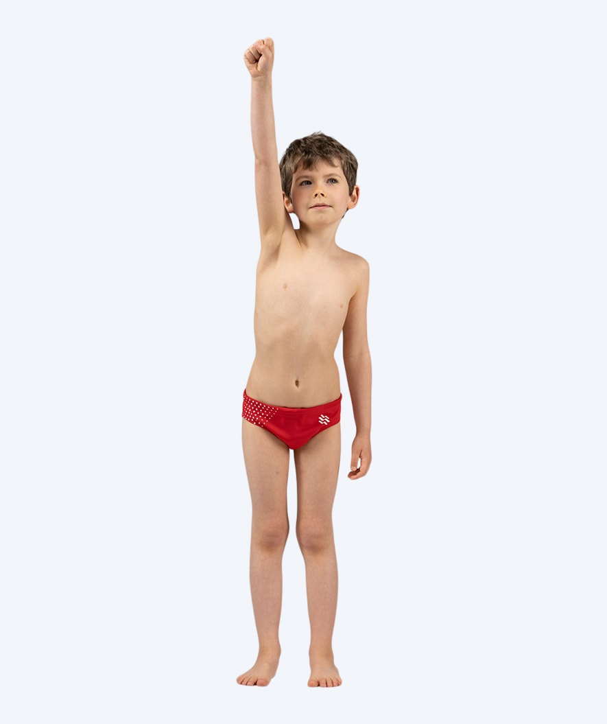 Watery triangular swim trunks for boys - Budgie Eco - Red Sporty