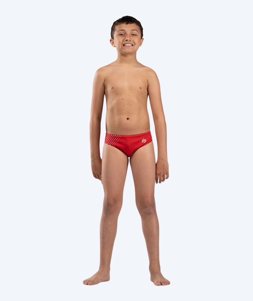 Watery triangular swim trunks for boys - Budgie Eco - Red Sporty