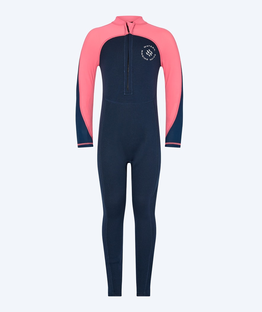 Watery UV wetsuit for kids - Calypso Full-Body - Coral/dark blue