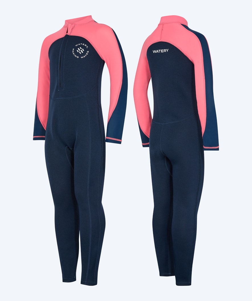 Watery UV wetsuit for kids - Calypso Full-Body - Coral/dark blue