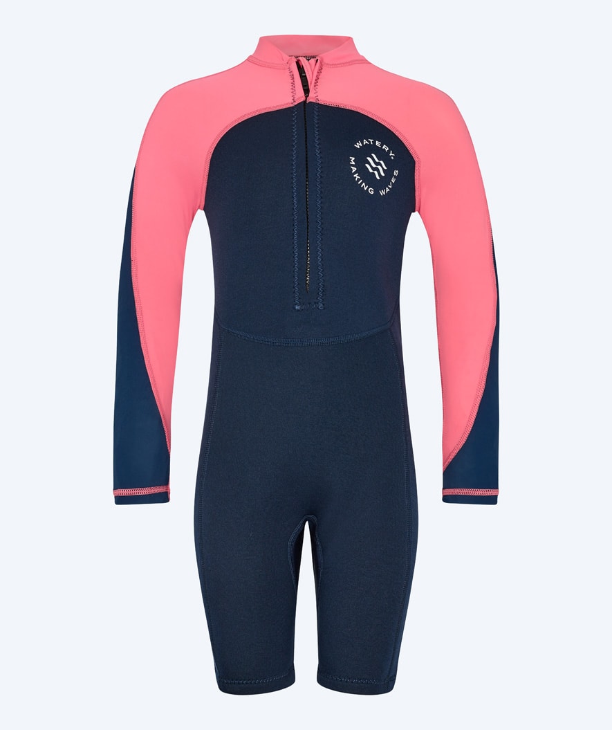 Watery UV wetsuit for kids - Calypso Long Sleeved - Coral/dark blue