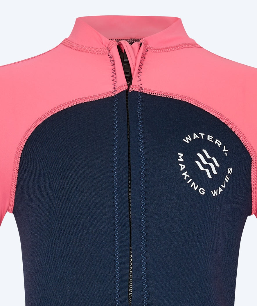 Watery UV wetsuit for kids - Calypso Long Sleeved - Coral/dark blue
