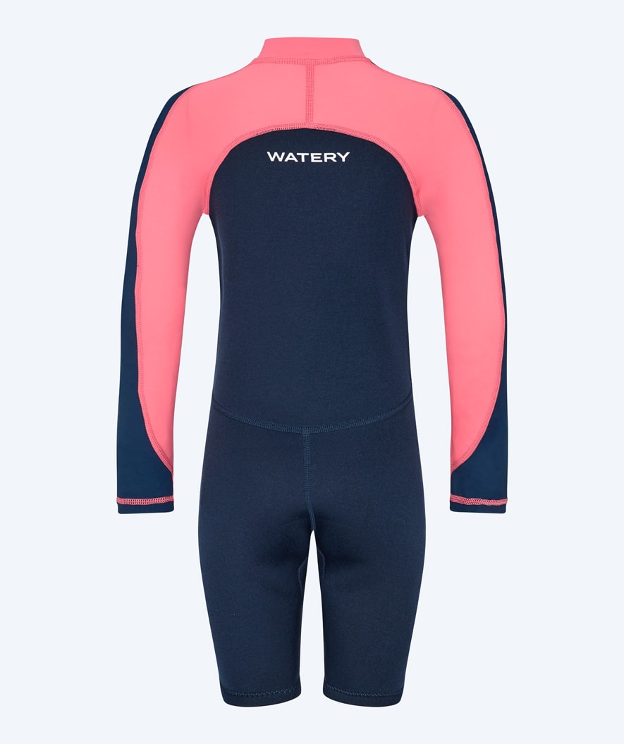 Watery UV wetsuit for kids - Calypso Long Sleeved - Coral/dark blue