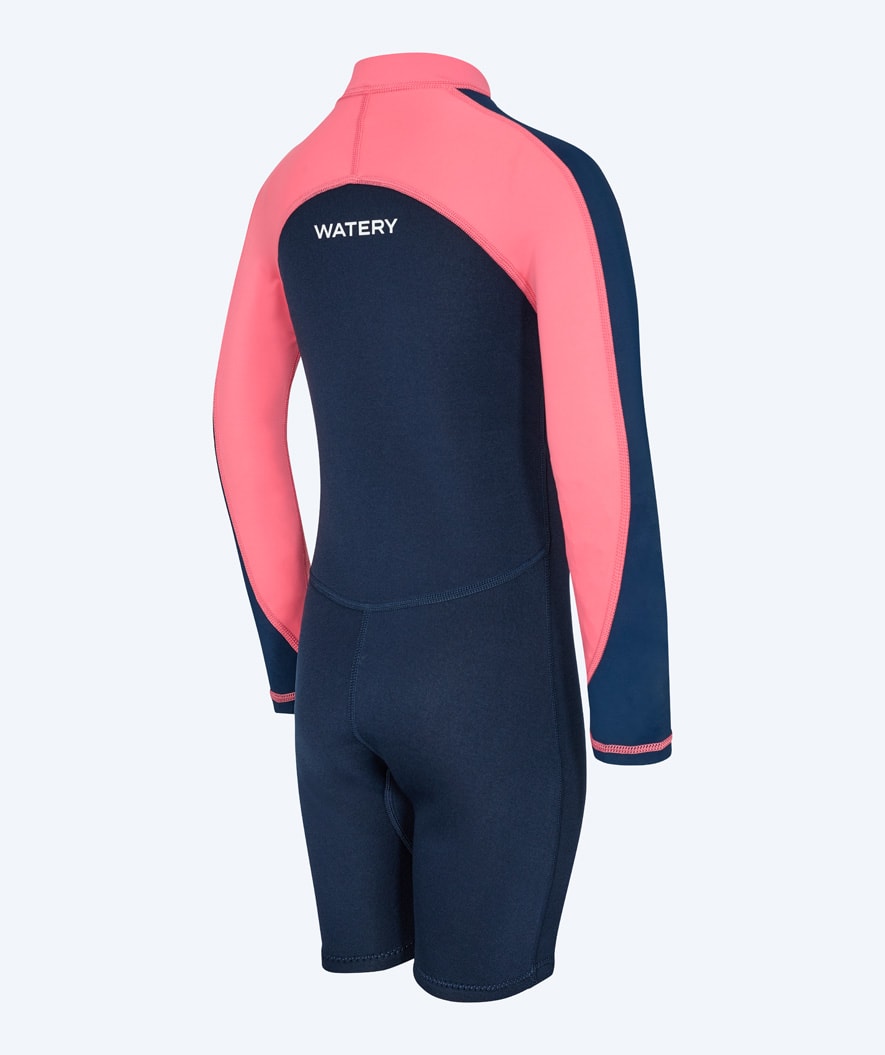 Watery UV wetsuit for kids - Calypso Long Sleeved - Coral/dark blue