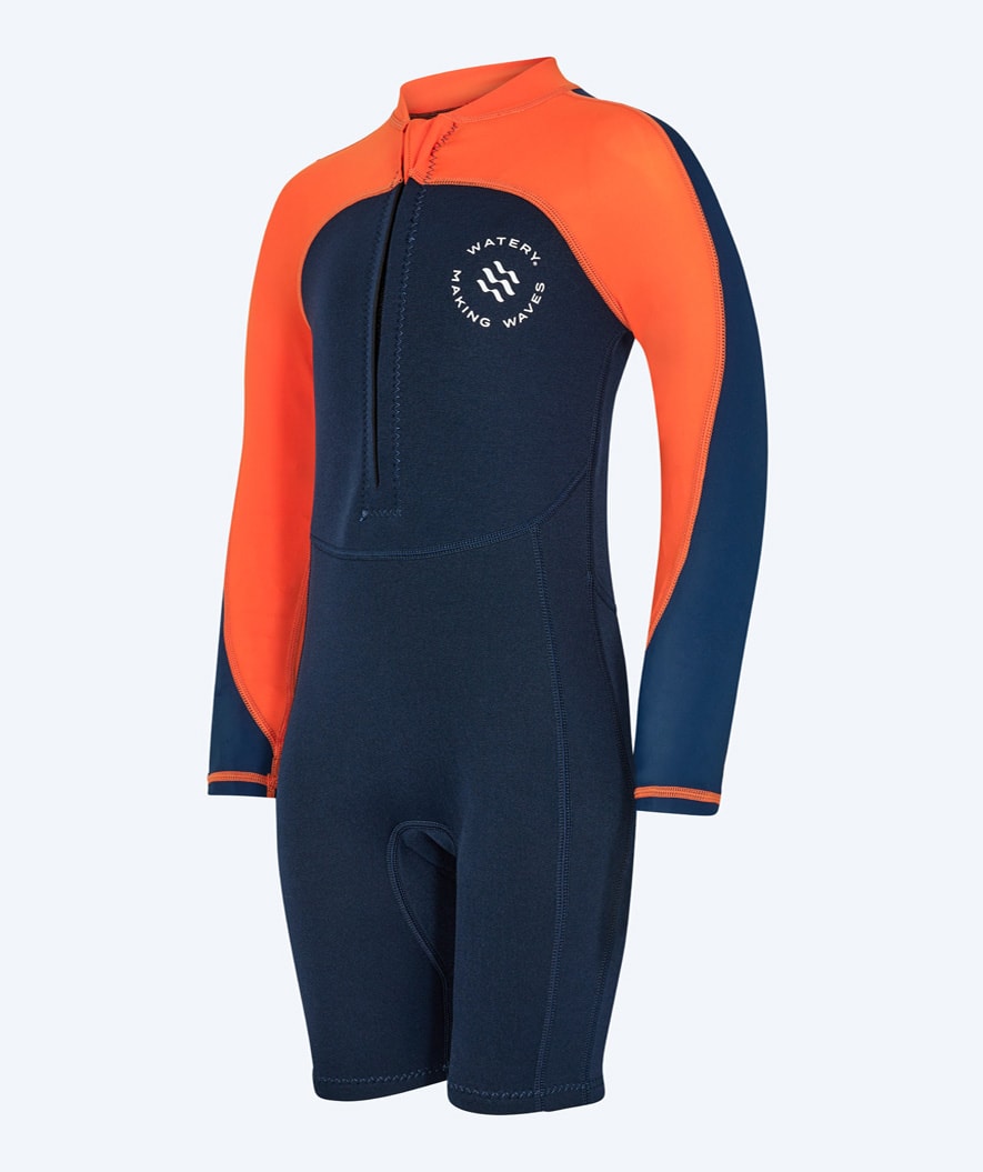 Watery UV wetsuit for kids - Calypso Long Sleeved - Orange/blue