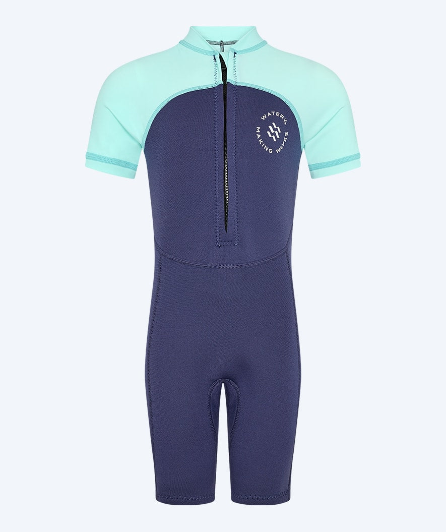 Watery UV wetsuit for kids - Calypso Shorty - Atlantic Turquoise