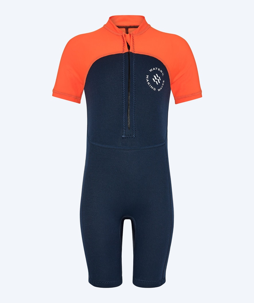 Watery UV wetsuit for kids - Calypso Shorty - Orange/blue